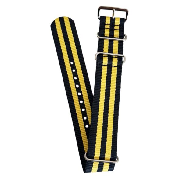 Nylon watch NATO strap navy blue with yellow, 18mm - Image 2