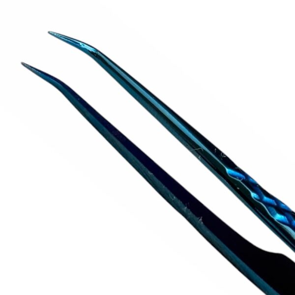 Shinezy C12 stainless steel curved blue tweezer, non-magnetic for watchmakers and jewellers, 120mm - Image 3