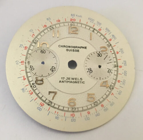 NOS vintage Chronographe Suisse dial for Venus, Landeron, Valjoux 34 mm