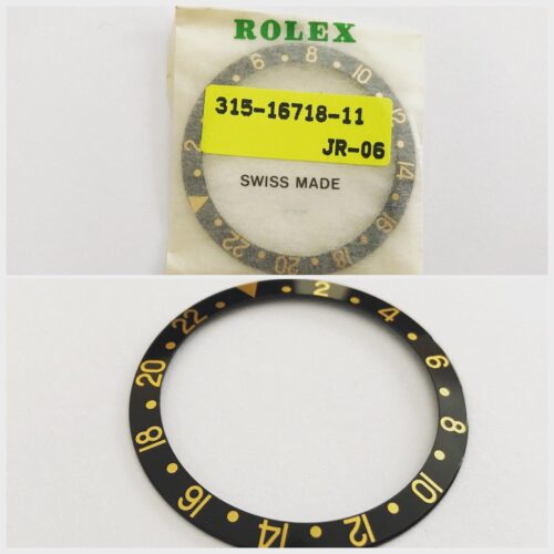 Genuine Rolex GMT 16718 black and gold bezel insert part 315-16718-11