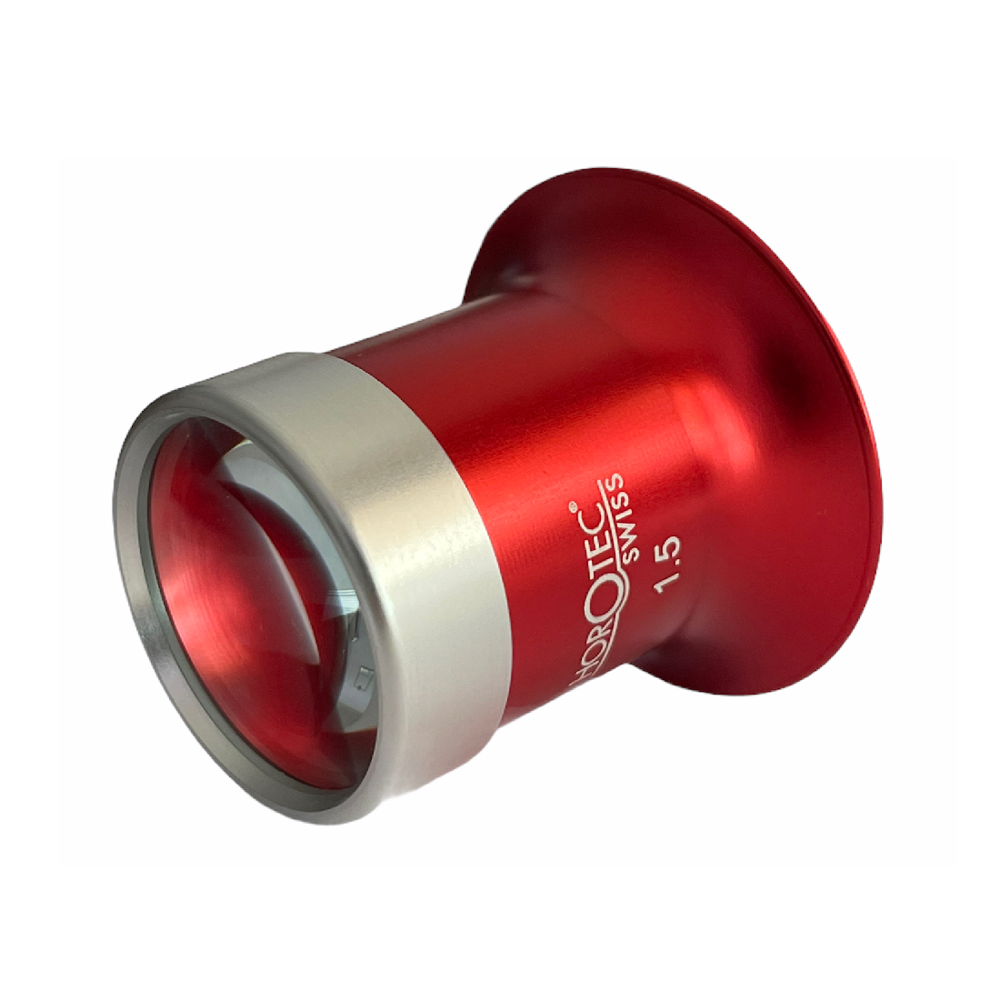 Horotec MSA 00.031-1.5 eyeglass loupe in aluminium anodised red with screwed ring x6.5 - Image 2
