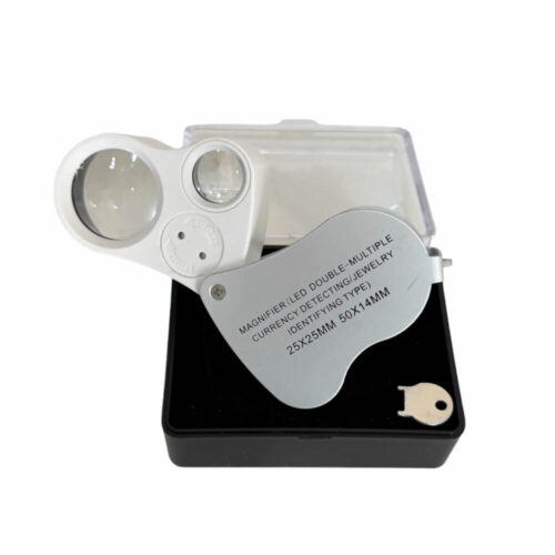 LED and UV jewellery folding loupe with magnifications 25x and 50x