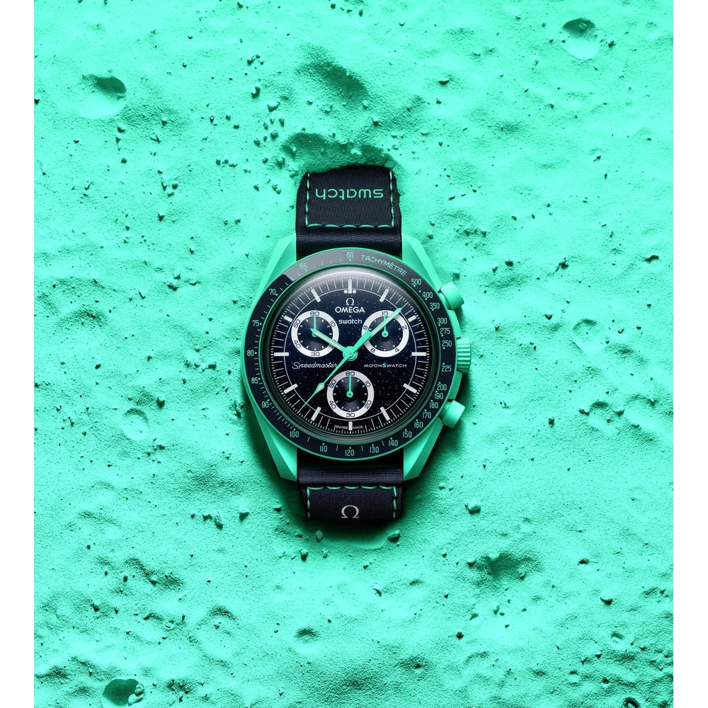 New SWATCH Omega Mission on Earth - Polar Lights chronograph men's watch 2024 - Image 2