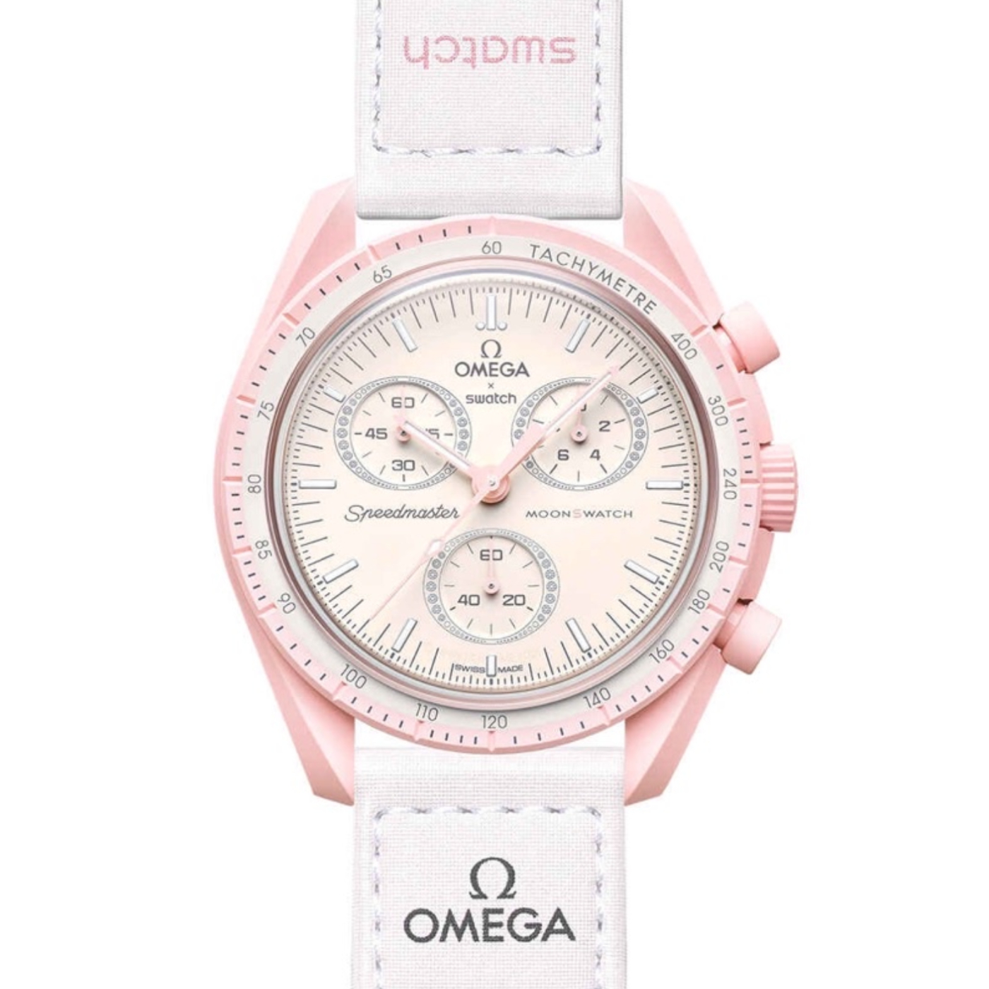 New SWATCH Omega Mission to Venus chronograph pink watch 2023