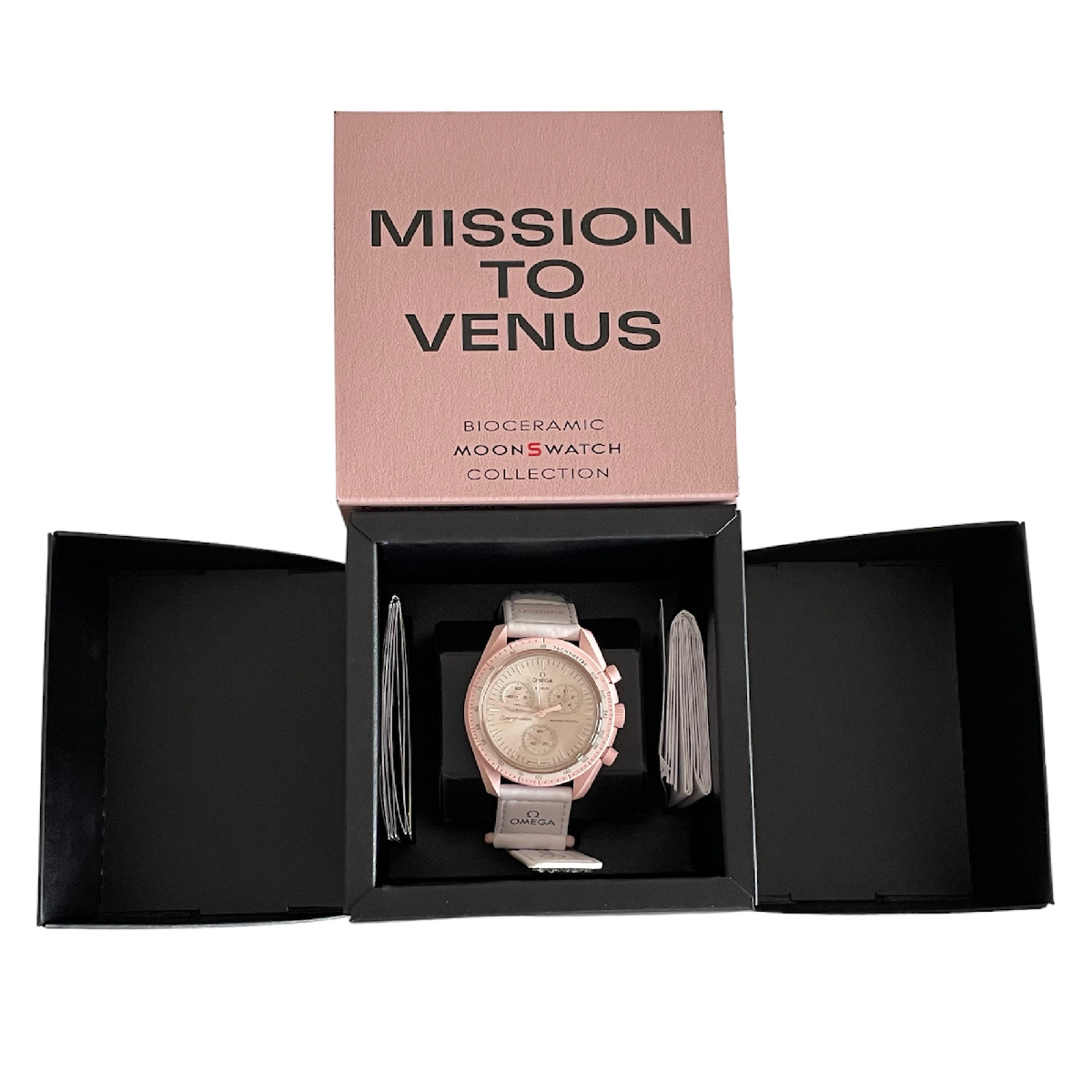 New SWATCH Omega Mission to Venus chronograph pink watch 2023 - Image 2