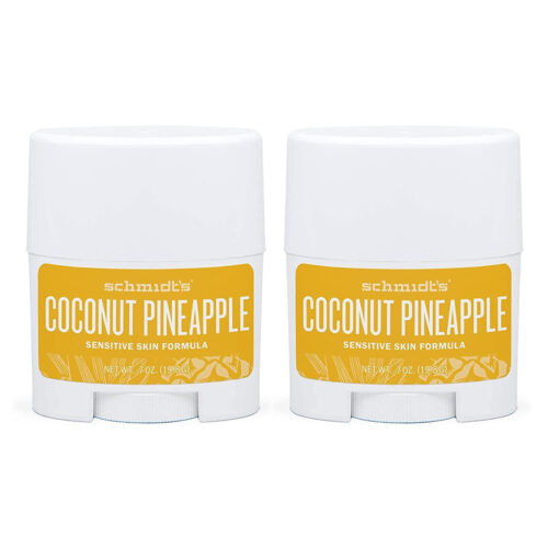 Pack of 2 Schmidt’s Naturals Sensitive Deodorant Coconut and Pineapple Travel Size 19.8 gr.