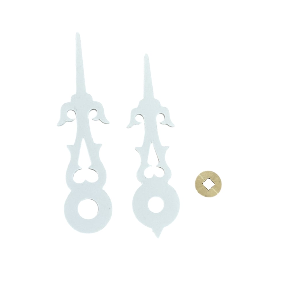 Set of Hands for Cuckoo Clocks – 42 mm, White, with Brass Bushes