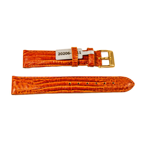 Teju Lizard leather strap for watches in golden-brown 18 mm gold tone buckle