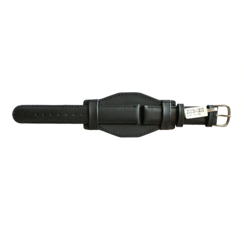 Cowhide strap with stitch and wide underlay surface black for watches 18mm