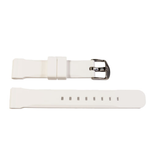Chrono white silicone watch strap with stainless steel buckle unisex 20 mm