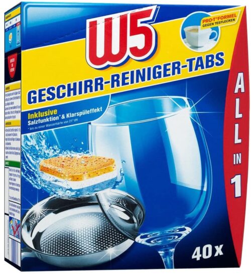 W5 Dishwasher Tablets, All-in-One, Pack of 40