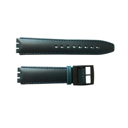 Swatch special strap of artificial leather with stitch and plastic clasp dark blue 17mm