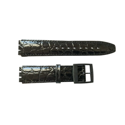 Swatch special strap of artificial leather with stitch and plastic clasp black 17mm