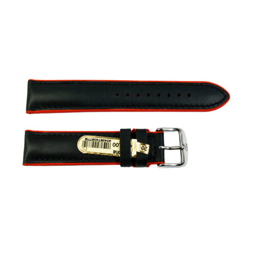 Daytona silicone and leather watch strap in black and red 20mm