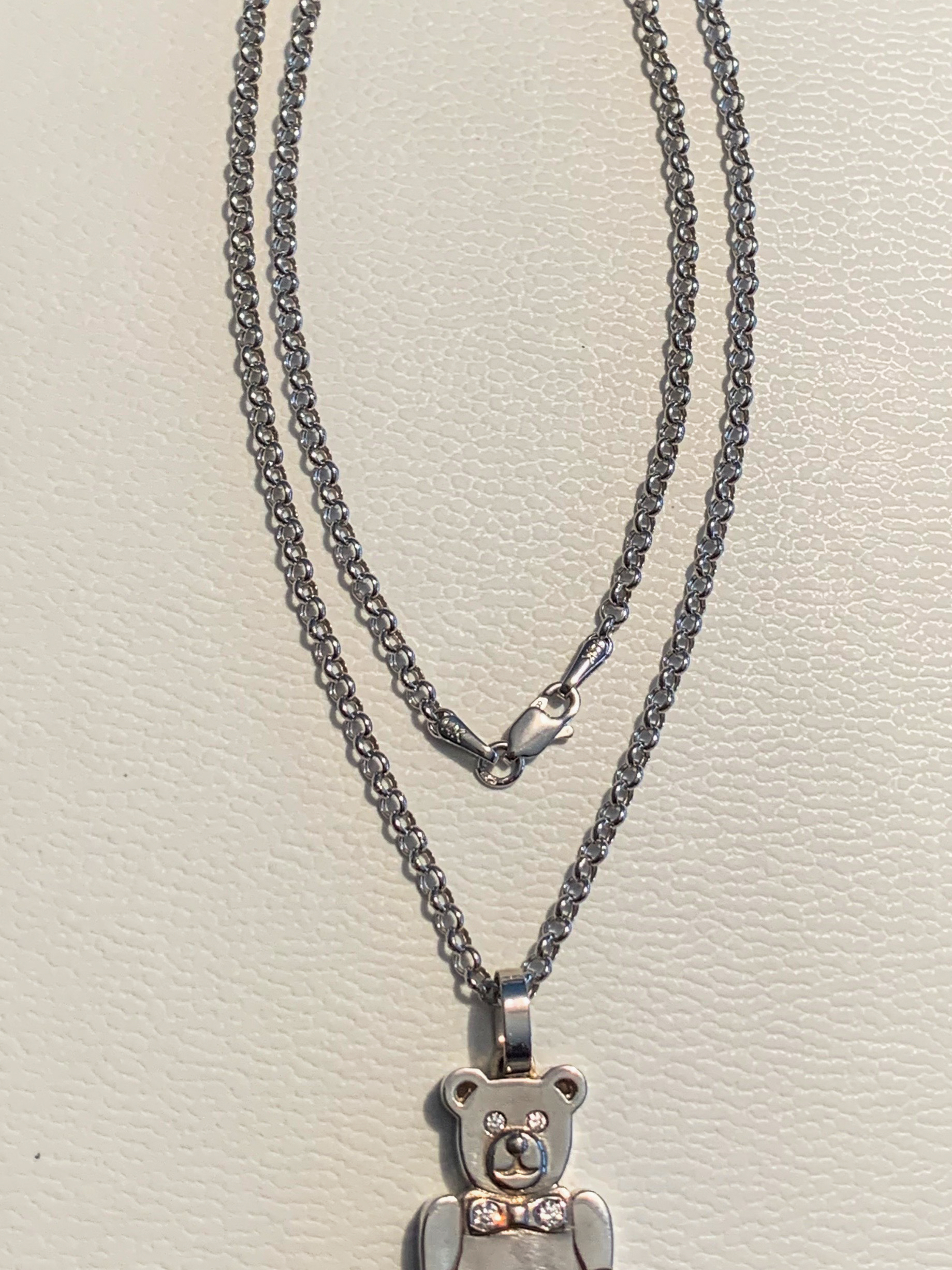 Charme Teddy Bear Pendant 14k White Gold with necklace jewelry for ladies