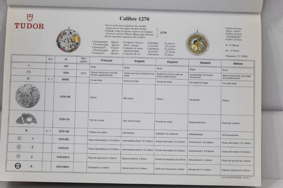 Genuine Tudor Spare Parts Catalogue T8 2001 Movements and Bracelets - Image 3