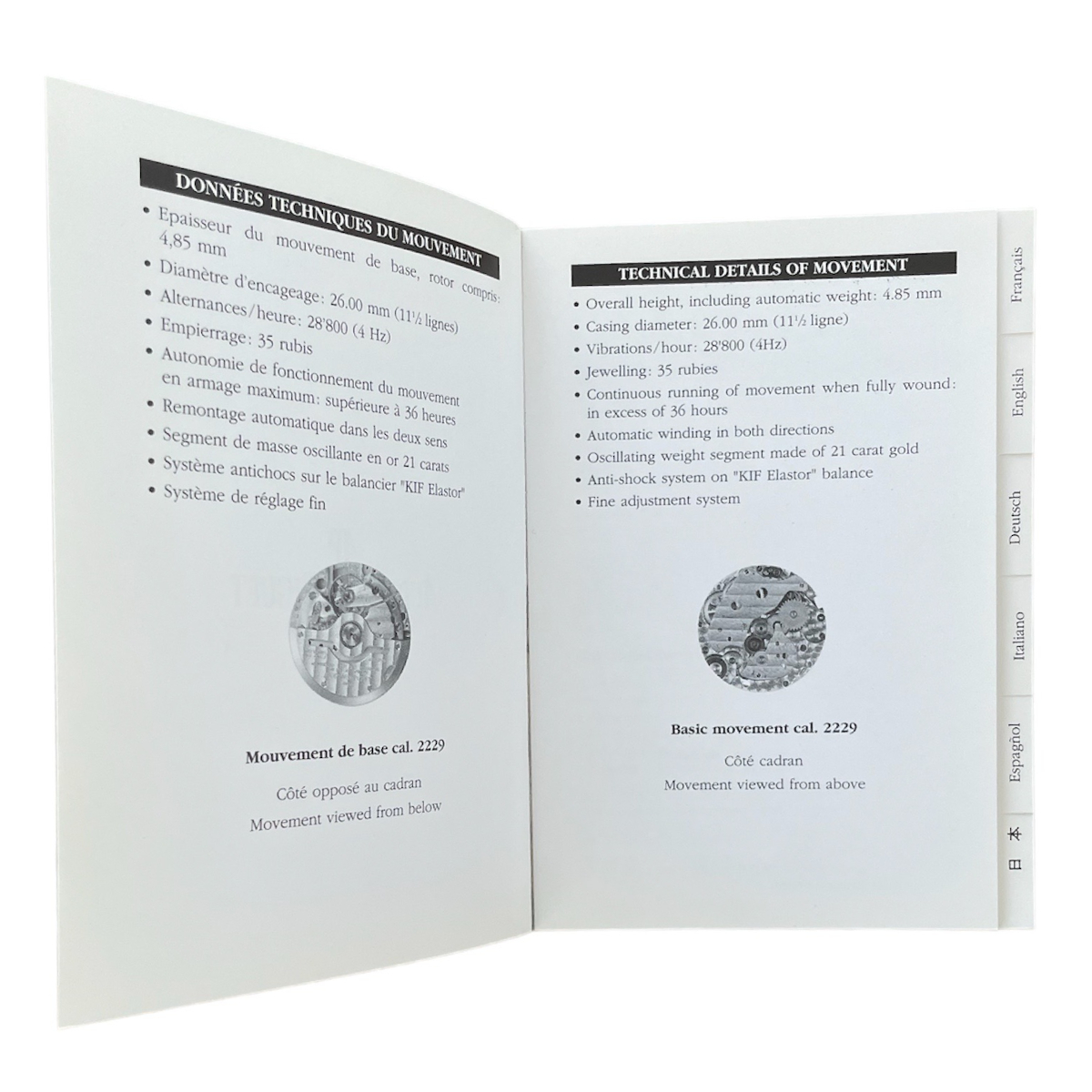 Audemars Piguet automatic 2229, 2845 instructions for use booklet - Image 2