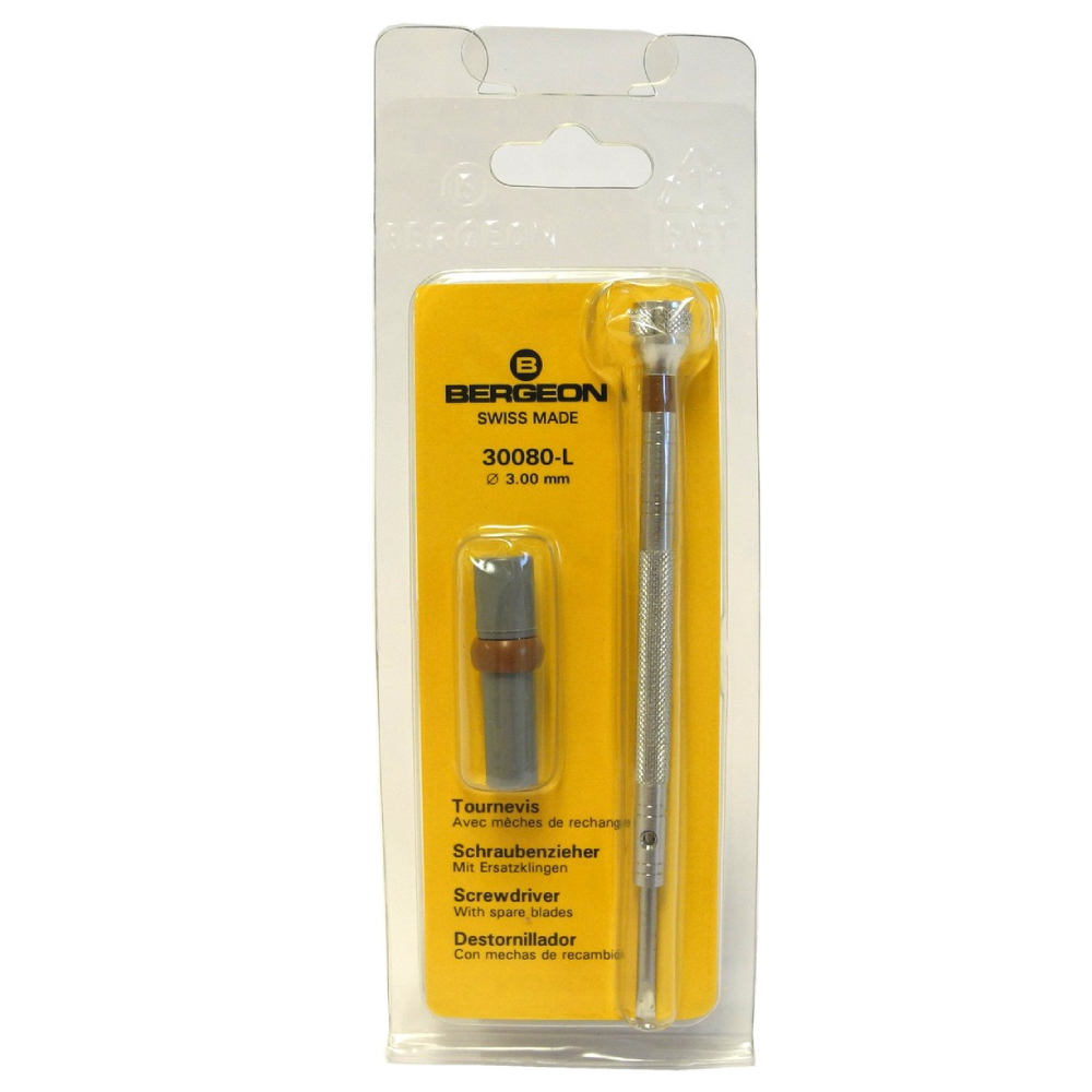 Bergeon 30080-L Watchmaker Screwdrivers with Spare Blades - 3.00mm - Image 2