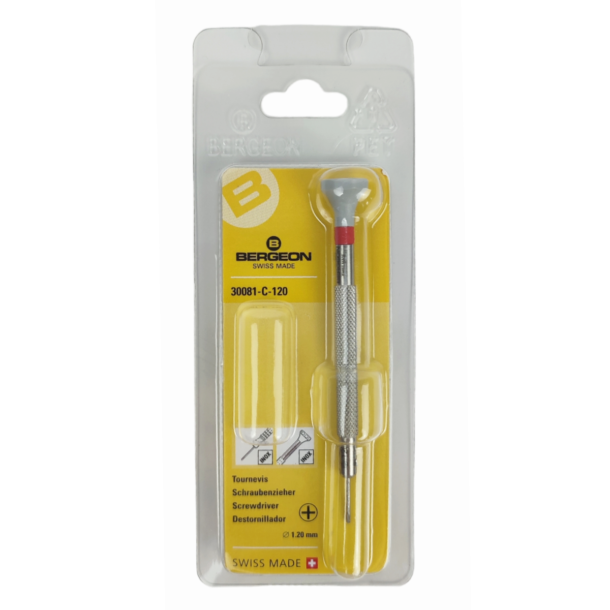 Bergeon 30081-C-120 stainless steel screwdriver with cross blade 1.20 mm - Image 3