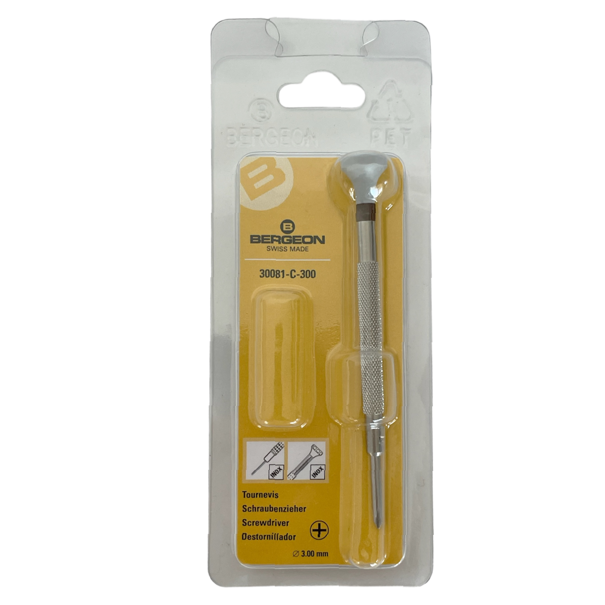 Bergeon 30081-C-300 stainless steel screwdriver with cross blade 3.00 mm - Image 2
