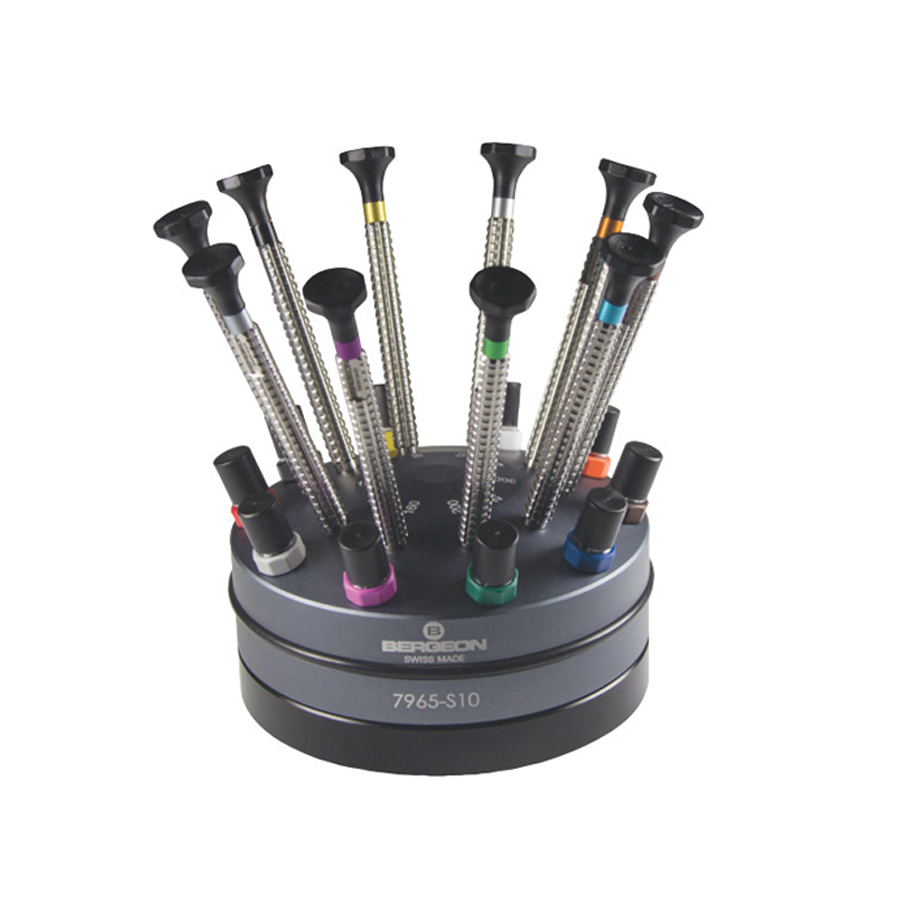 Bergeon 7965-S10 special knurled handle screwdriver set deluxe heavyweight stand