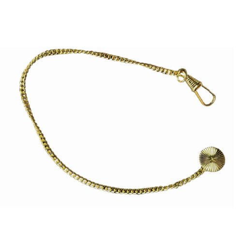 Brass gold-plated button-hole pocket watch chain 23 cm, 2,9 mm