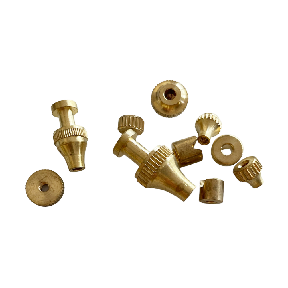 Brass regulating nuts and 3 guide pieces for clock with pendulum