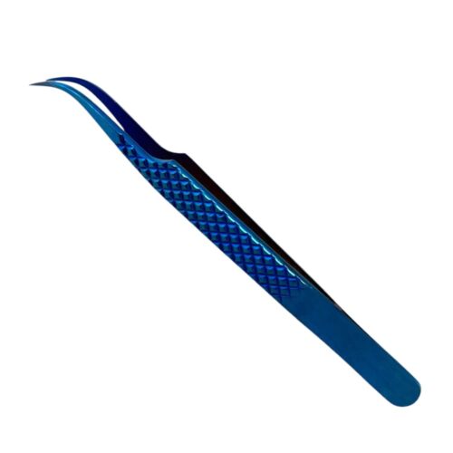 Buzzufy C13 curved blue tweezer, non-magnetic for watchmakers and jewellers, 125mm