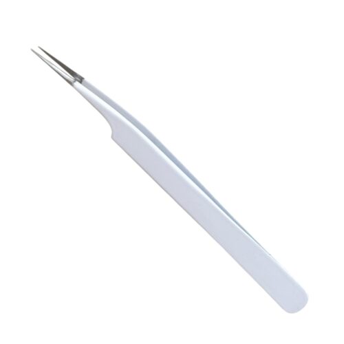 Buzzufy C17 white coated tweezer for watch parts, non-magnetic, 120mm