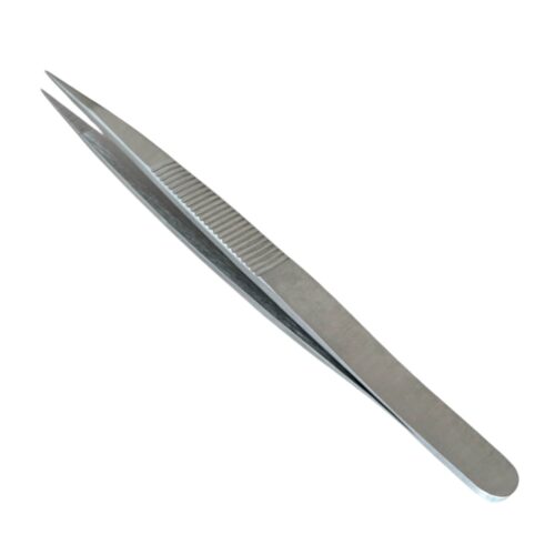 Buzzufy D14 steel jeweler's tweezers with rough tips, 110mm