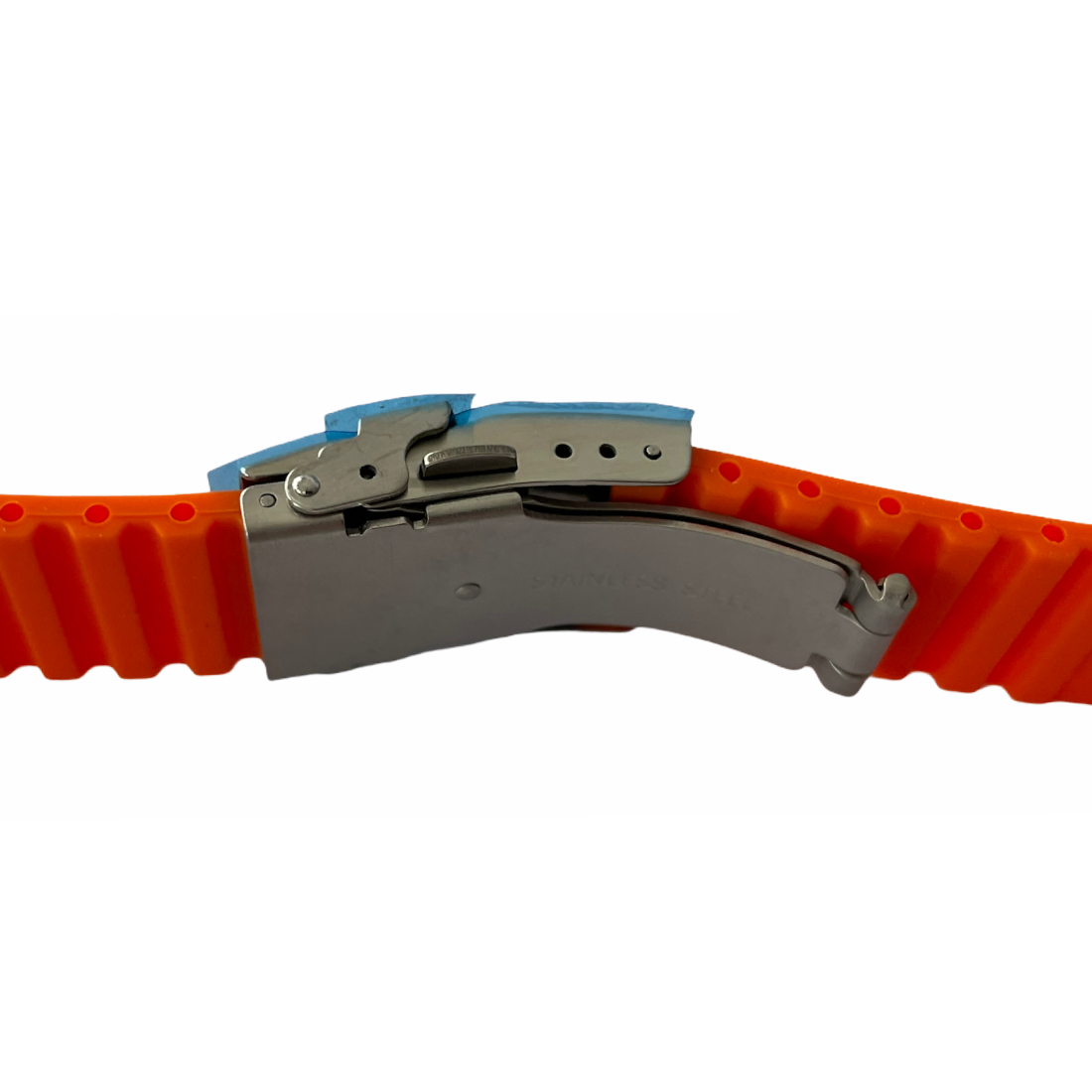 Buzzufy silicone orange chrono watch strap with clasp 20mm - Image 2