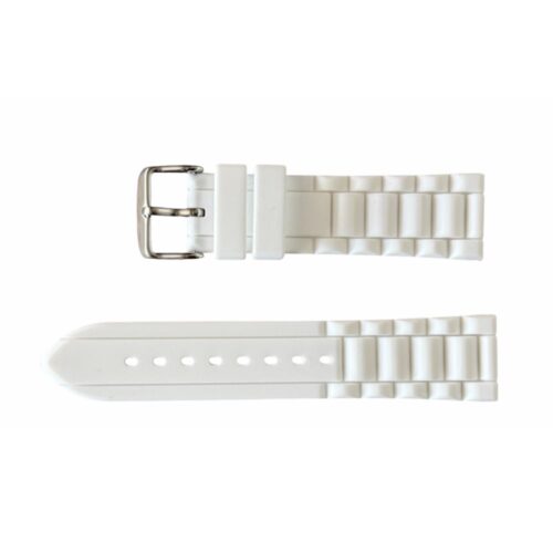 Buzzufy silicone strap watch, white, 22mm with stainless steel buckle