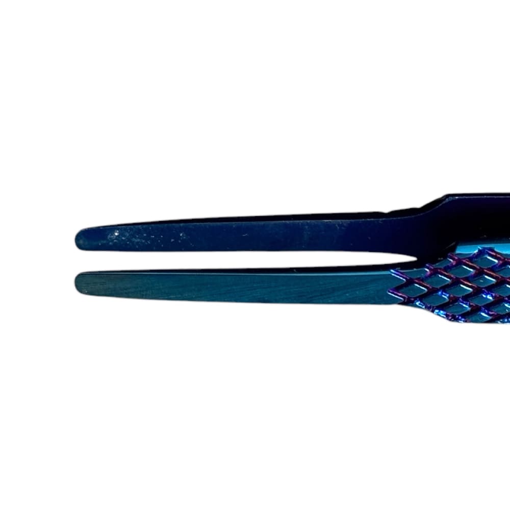 Buzzufy Z12 blue flat tip jeweler's tweezers, non-magnetic 120 mm - Image 4