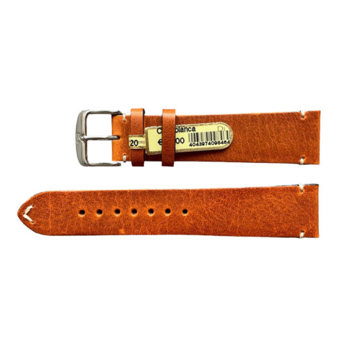 Casablanca genuine reddish brown watch strap with stitch 20 mm
