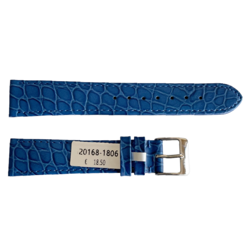 Crocodile leather blue strap for watches 18 mm Croco pattern