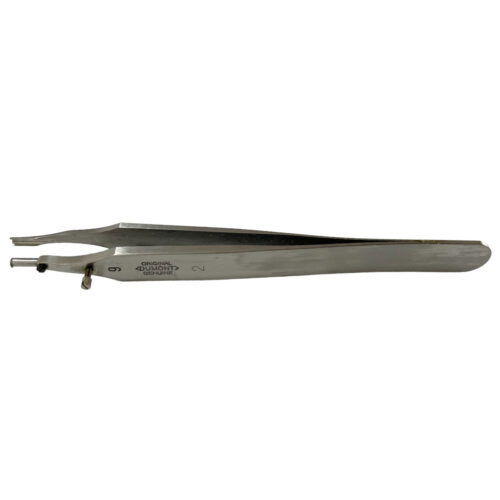 Dumont tweezer Type 9/2, for Breguet hairspring spiral, wide execution, stainless steel-carbon, 110 mm