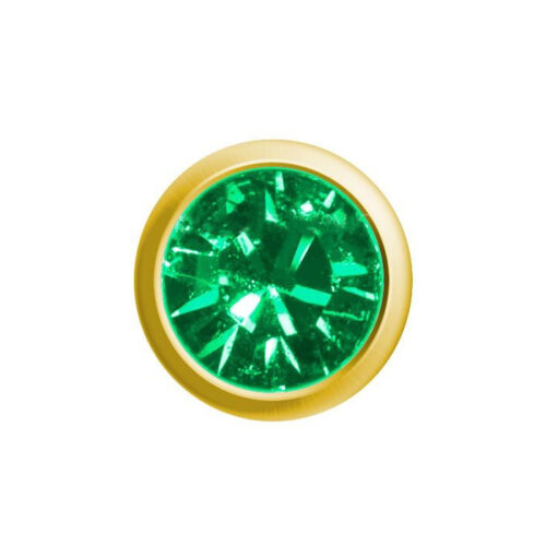 Emerald imitation Easy Piercy Comfort gold plated ear studs Ø 3,95 mm