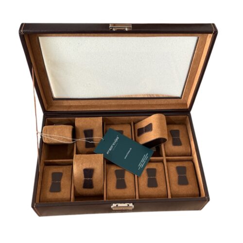 Friedrich 23 brown leather watch box for 10 watches
