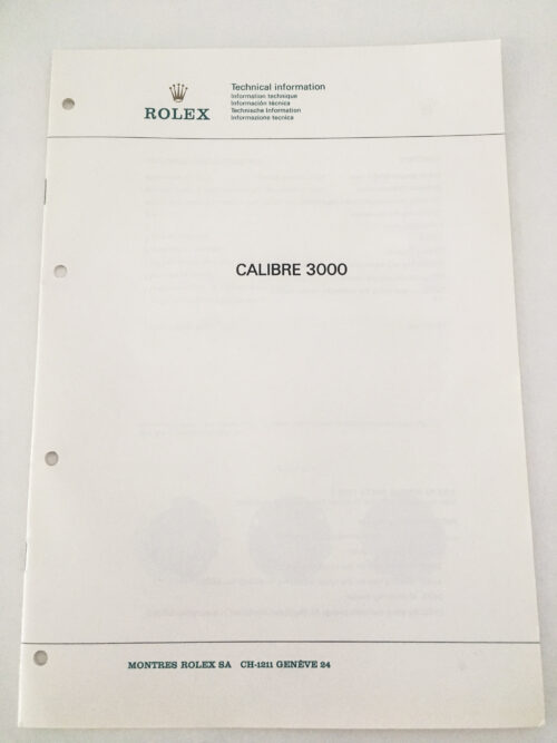 Genuine Rolex caliber 3000 Technical Information Service Catalog