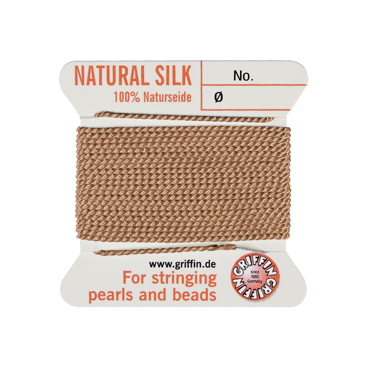 Griffin BeadCord natural silk karneol, 1 needle, 2m, size 12