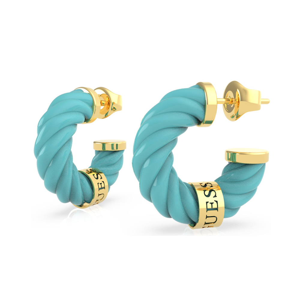 Guess women's turquoise earrings in yellow gold UBE70006