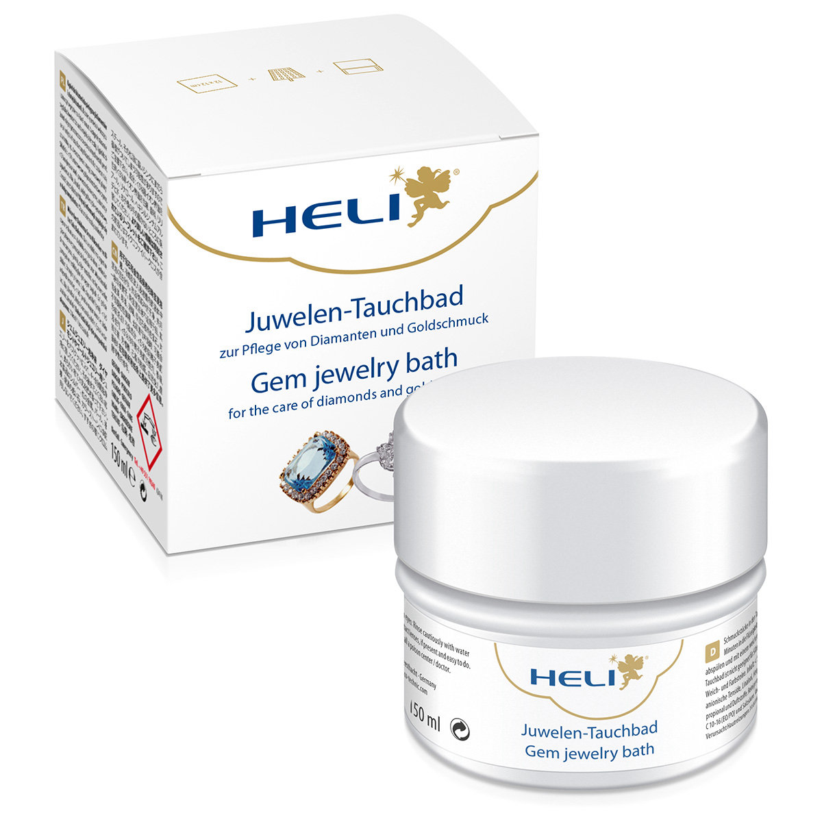 Heli gem jewelry bath with rinsing basket and cleaning cloth, jeweler's packaging, 150 ml - Image 3