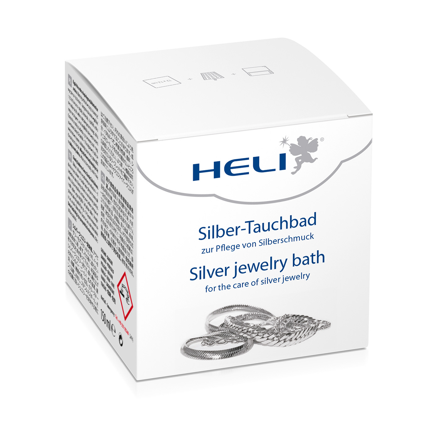 Heli silver jewelry bath with rinsing basket and cleaning cloth, jeweler's packaging 150 ml - Image 3