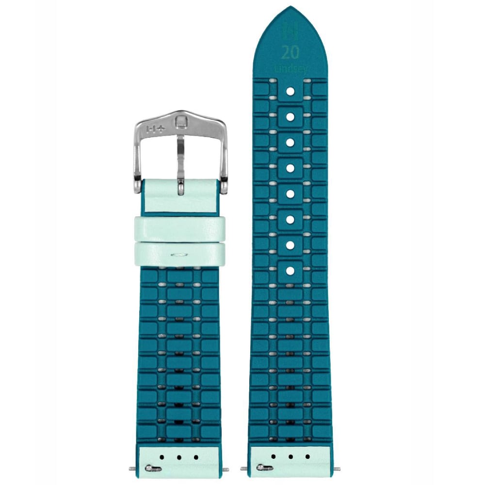 Hirsch LINDSEY light blue, Tiffany leather & rubber watch strap 20mm 0928302181-2-20 - Image 2