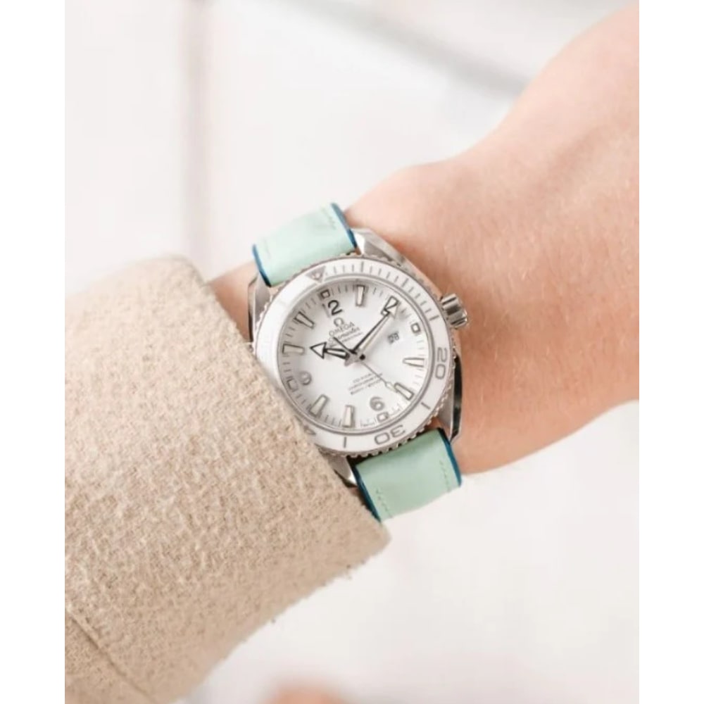 Hirsch LINDSEY light blue, Tiffany leather & rubber watch strap 20mm 0928302181-2-20 - Image 5
