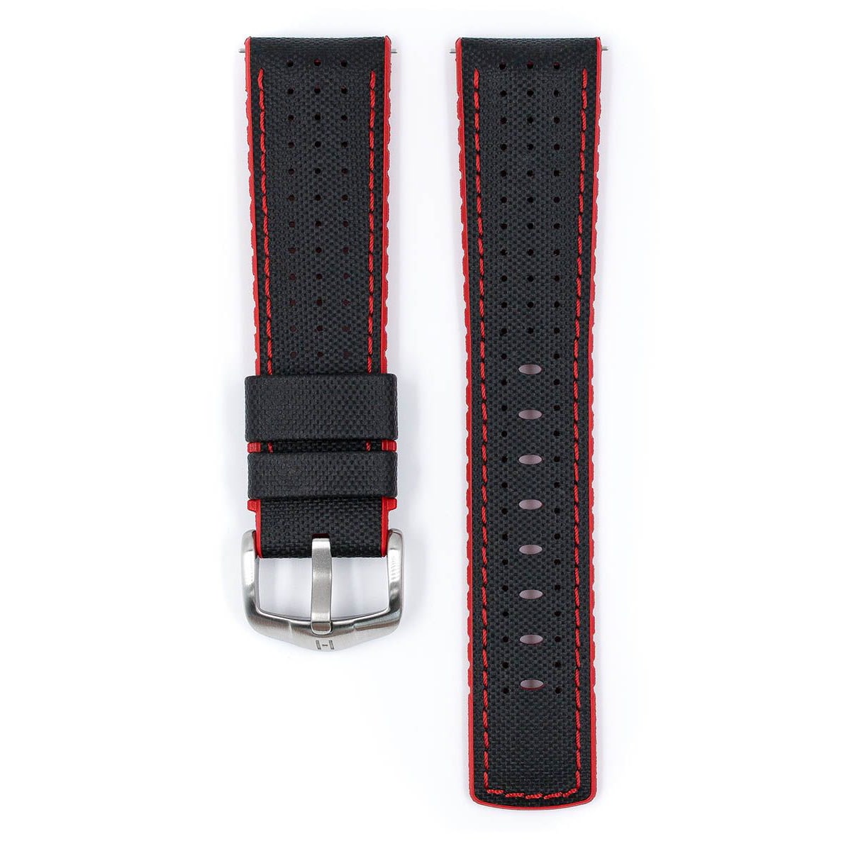 Hirsch Robby L black and red calf leather watch strap 24 mm 0912094050-4-24 - Image 2