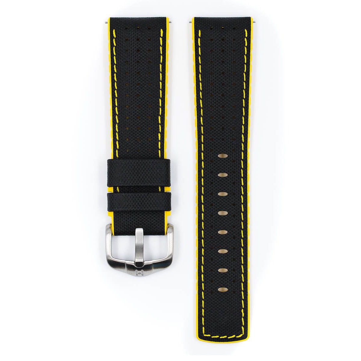 Hirsch Robby L black and yellow calf leather watch strap 24 mm 0917294050-4-24 - Image 2