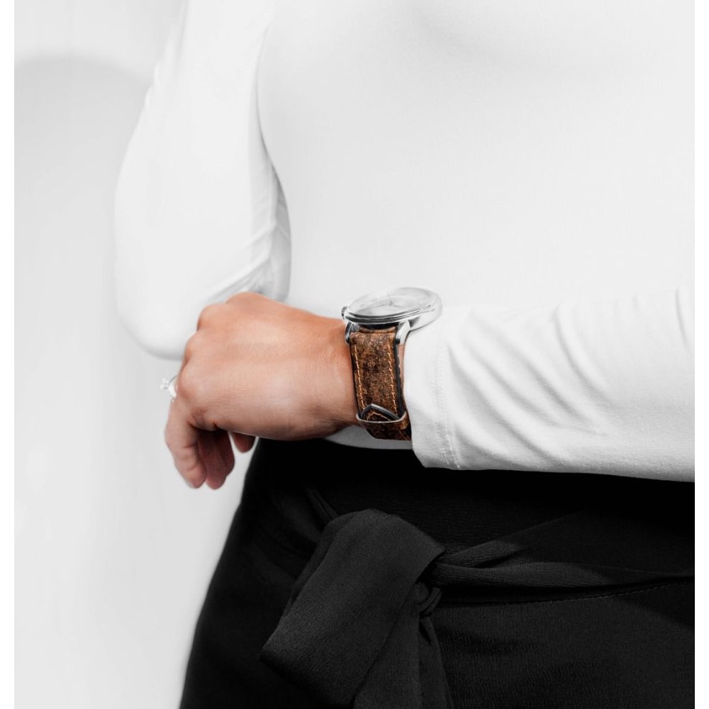 Hirsch Stone L brown leather watch strap, 19 mm, 0925044010-5-19 - Image 4