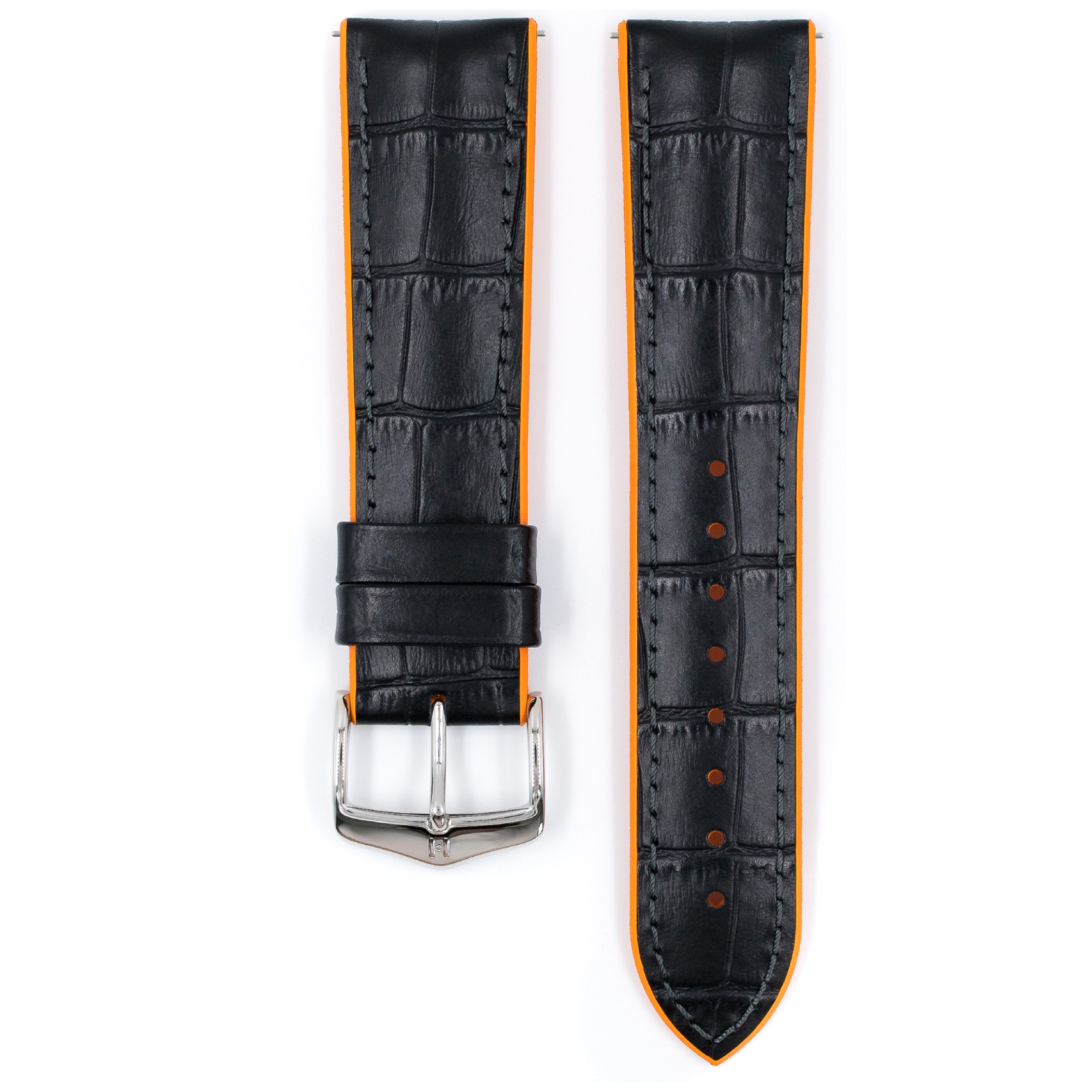 Hirsch watch leather strap Andy L orange 20mm alligator embossing 0927628050-2-20 - Image 2