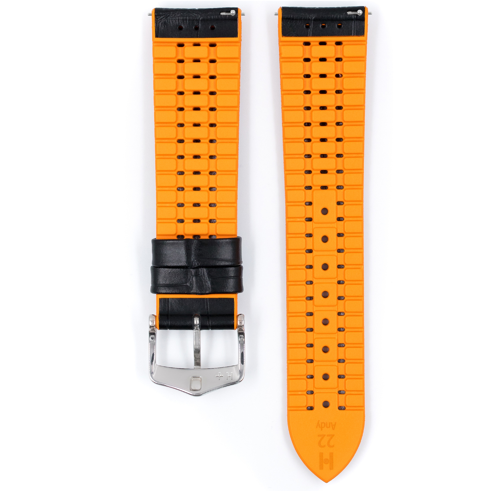 Hirsch watch leather strap Andy L orange 20mm alligator embossing 0927628050-2-20 - Image 3